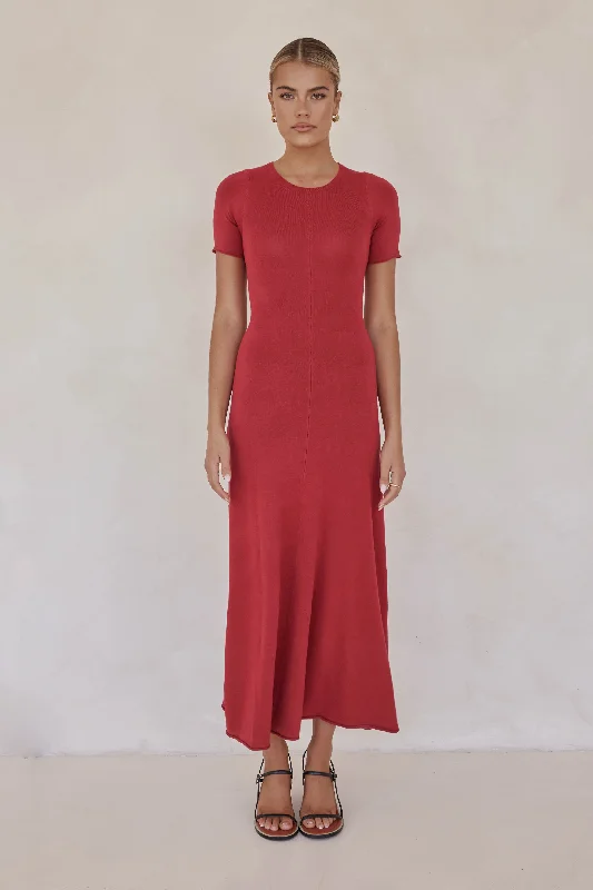 Primrose Knit Maxi Dress (Red)