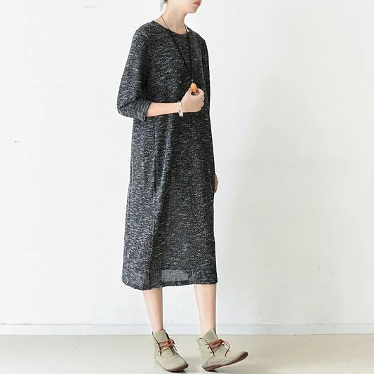 plus size split hem knit dresses caftans in gray