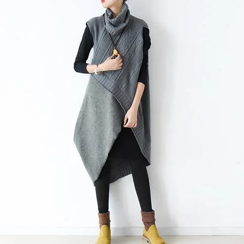 winter asymmetrical sweaters plus size knit dresses two pieces linen and woolen blended New Fabric