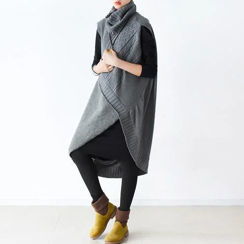 winter asymmetrical sweaters plus size knit dresses two pieces linen and woolen blended New Fabric