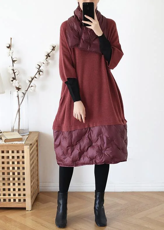 Beautiful Red Half Sleeve Wool Knit Sweater Dress