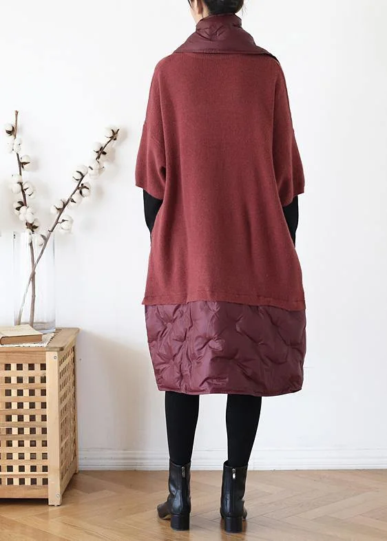 Beautiful Red Half Sleeve Wool Knit Sweater Dress