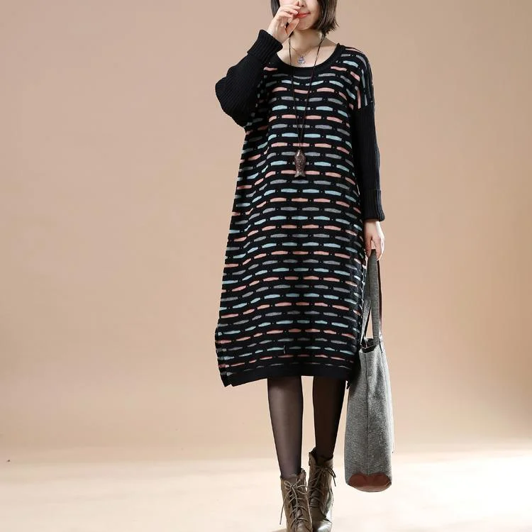 Black women sweater dresses oversize knee dress the lake