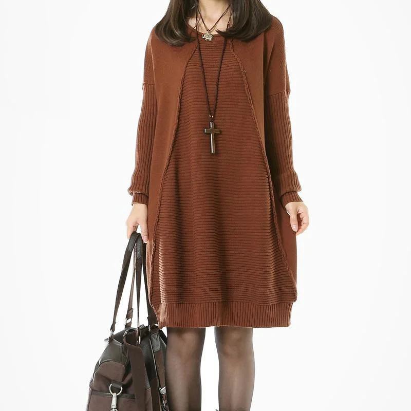 Chocolate sweaters plus size woman knit dresses