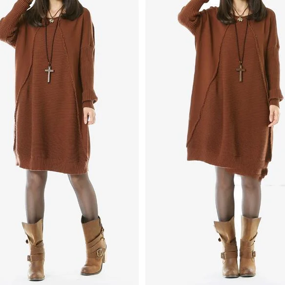 Chocolate sweaters plus size woman knit dresses