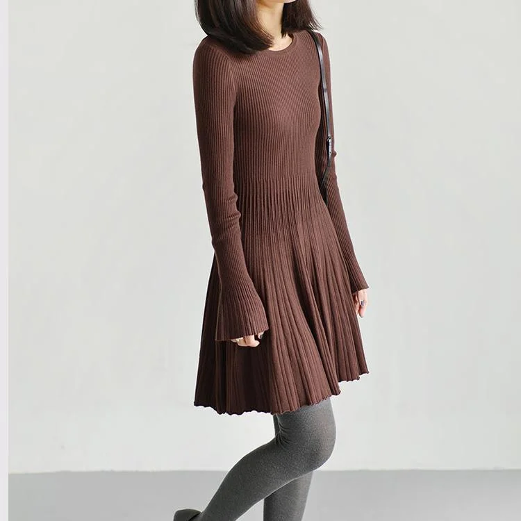 Chocolate tunic dresses fit flare knit dresses spring dress