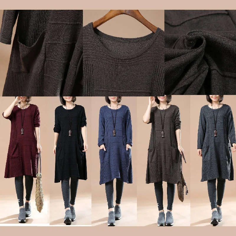 Elegant black knit dresses women sweaters