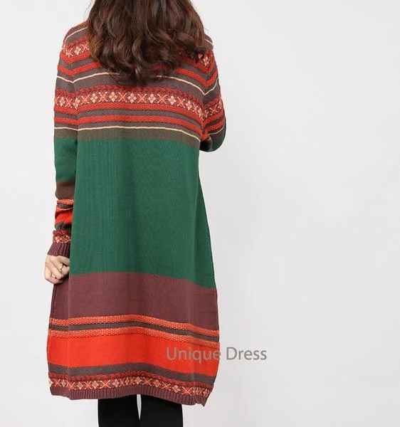 Green Oversize holiday long sweater dress