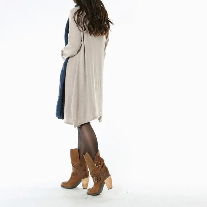 Khaki cozy women sweater dress oversized