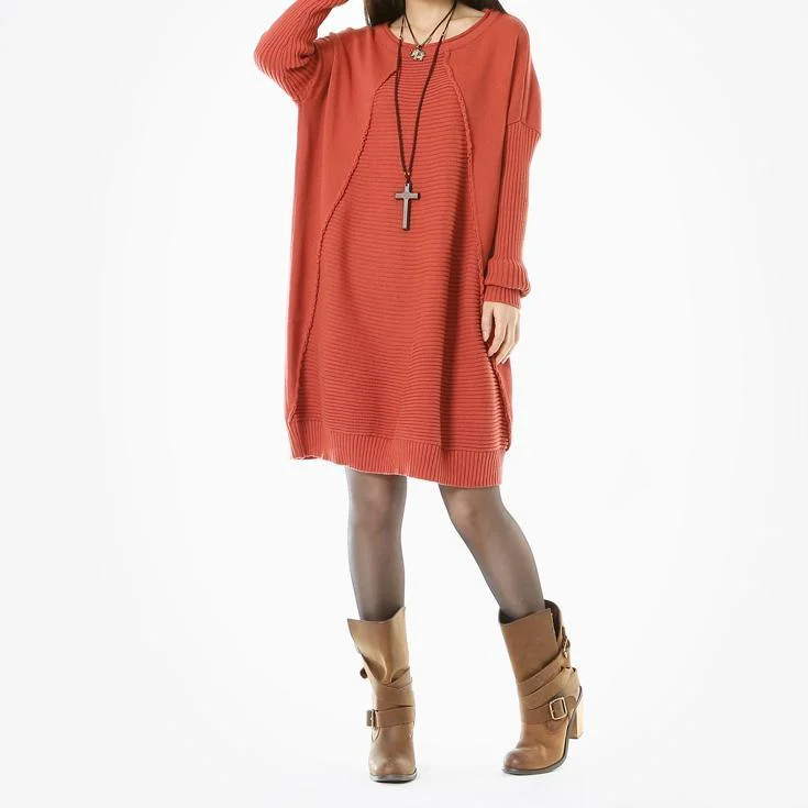 New pink women winter sweater dresses