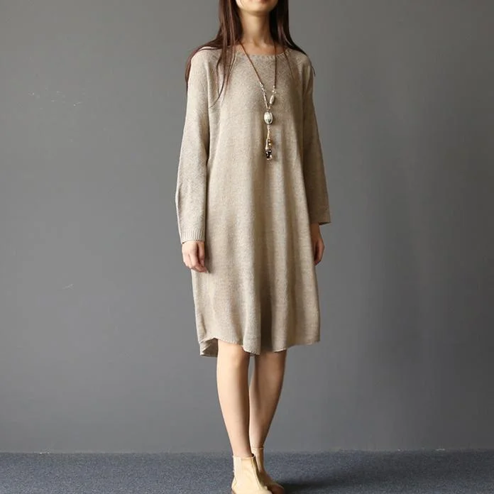 Nude elegant woolen women sweaters oversize knit dresses