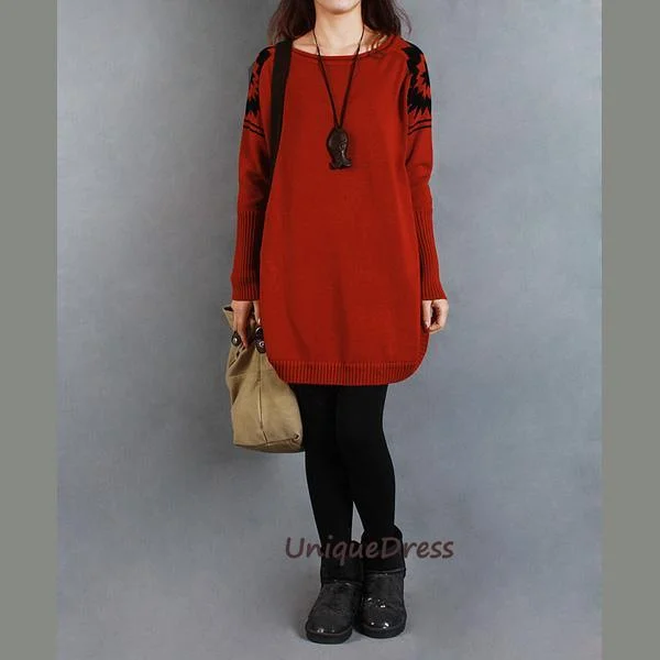 Orange Badge long women sweater dress