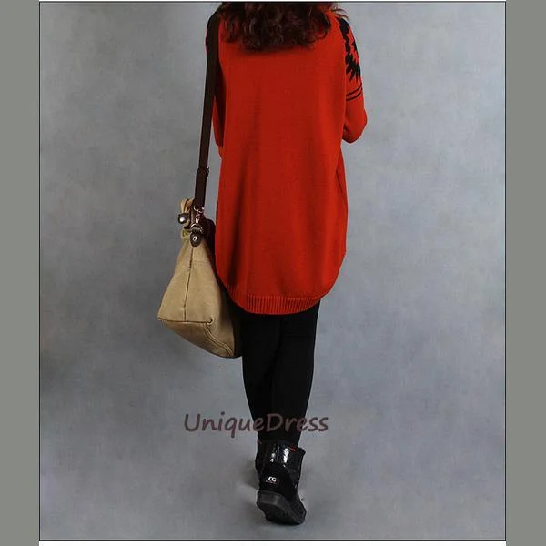 Orange Badge long women sweater dress