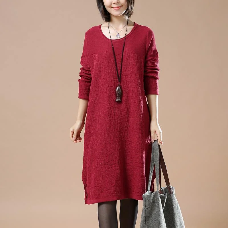 Red knit dresses plus size sweaters long blouse