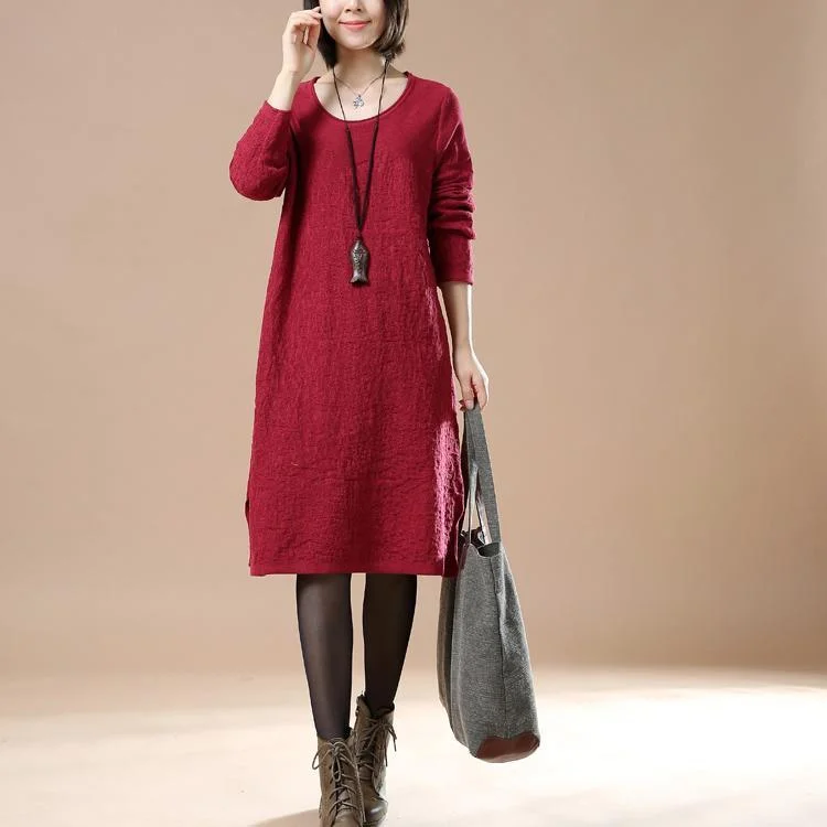 Red knit dresses plus size sweaters long blouse