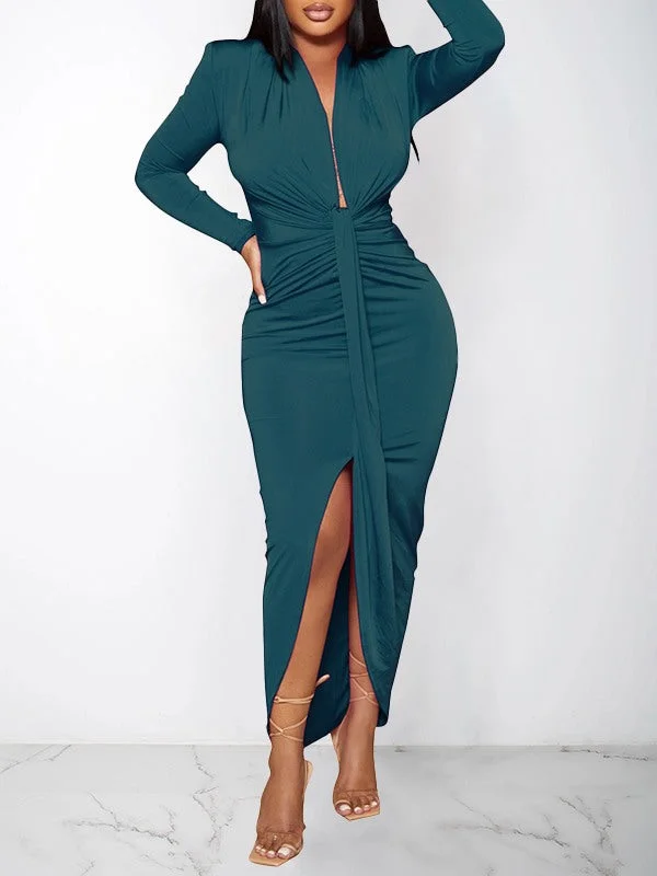 Solid Draped Dress