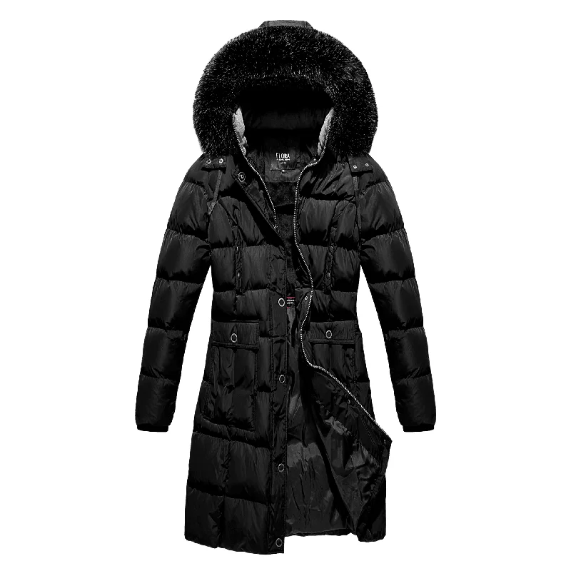 Warm Vegan Heavyweight Long Puffer Winter Coat for Women | ELORA