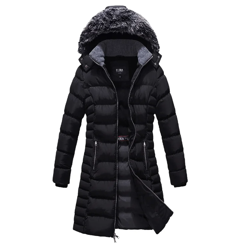 Mid Length Women's Winter Coat with Fleece Lining