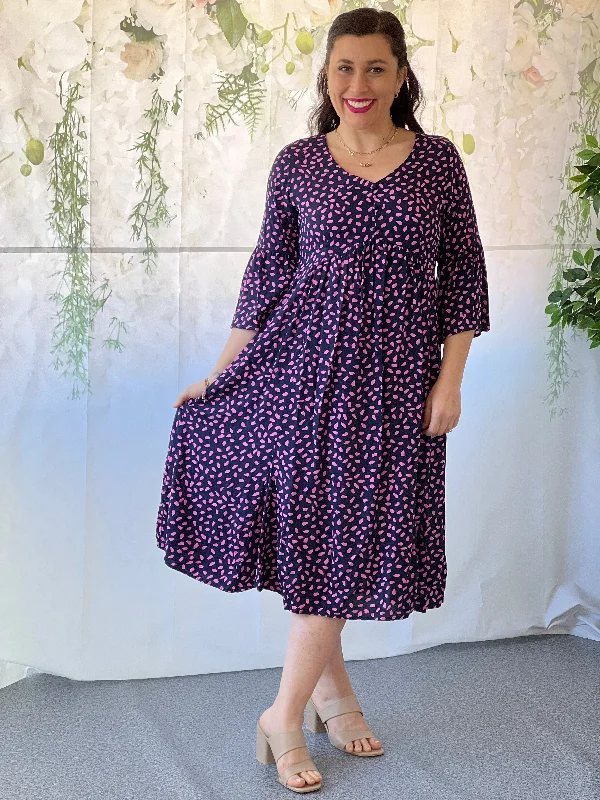 Kora Navy Spot Dress