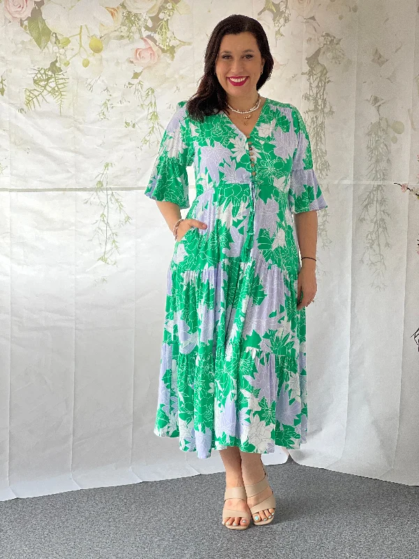 Lisbon Green Floral Dress