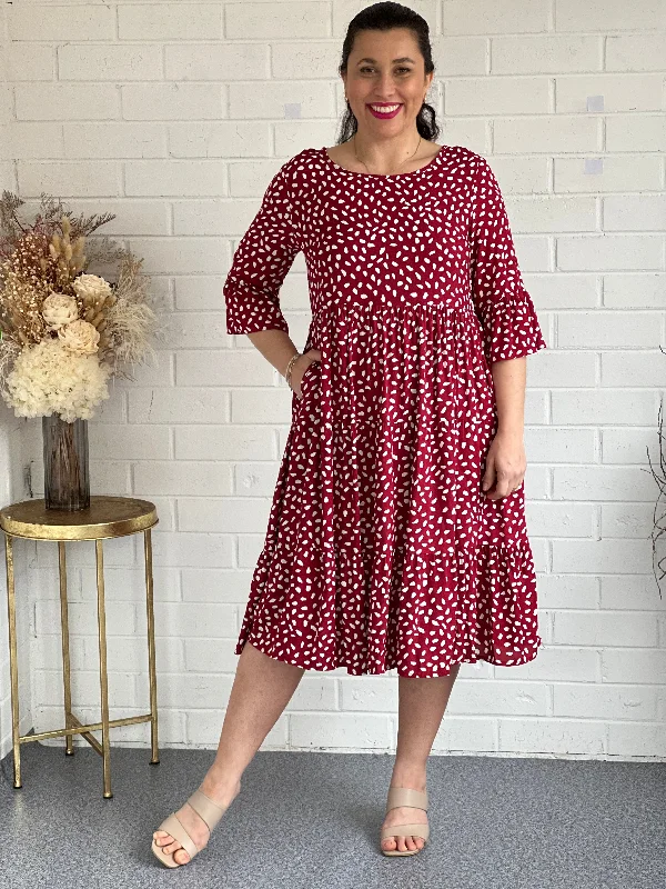 Oslo Burgundy Spot Dress