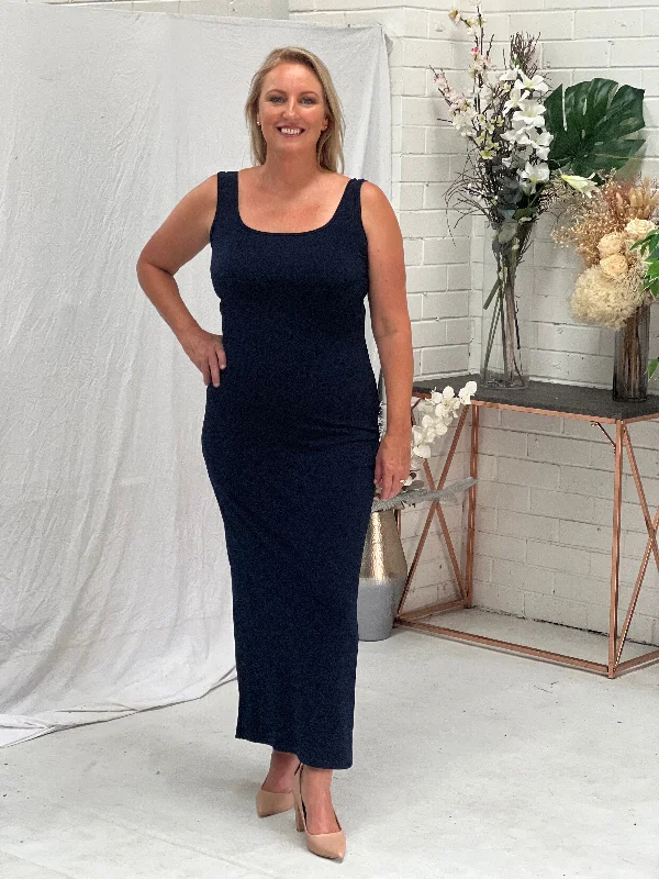 Voss Navy Stretchy Jersey Dress