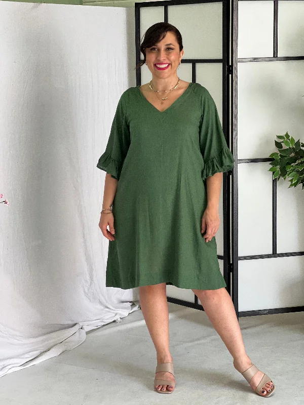 York Green Linen Dress