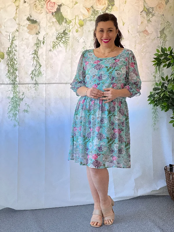 Yvonne Mint Floral Dress