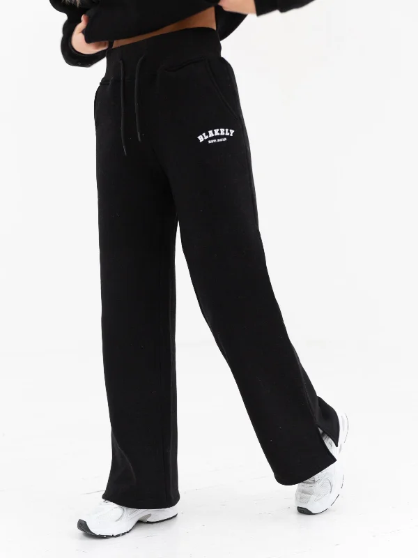 Varsity Wide Leg Sweatpants - Black