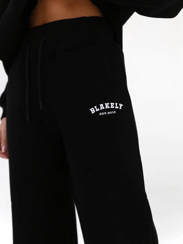 Varsity Wide Leg Sweatpants - Black