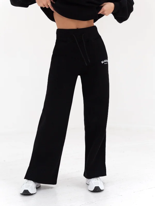 Varsity Wide Leg Sweatpants - Black