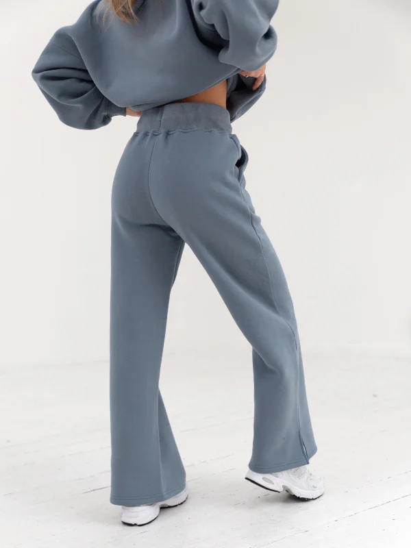 Varsity Wide Leg Sweatpants - Blue