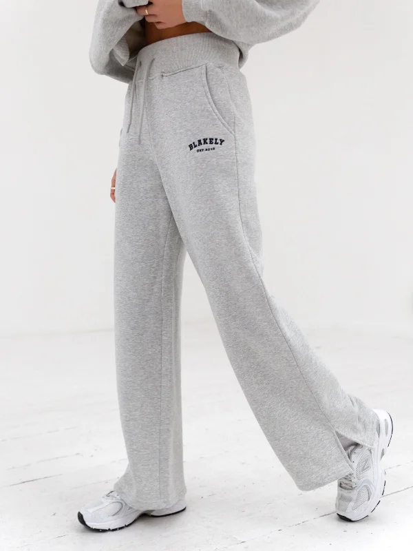 Varsity Wide Leg Sweatpants - Marl Grey