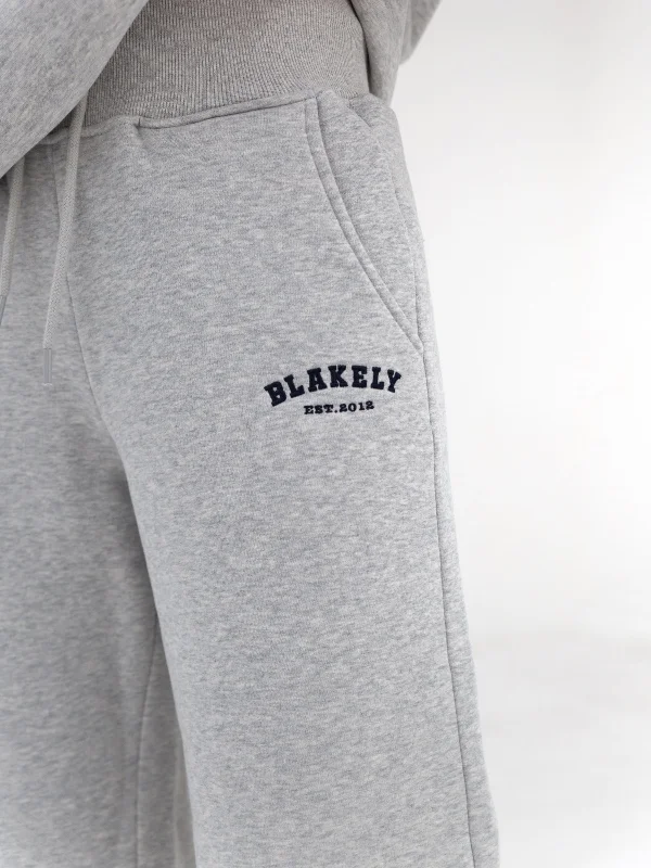 Varsity Wide Leg Sweatpants - Marl Grey