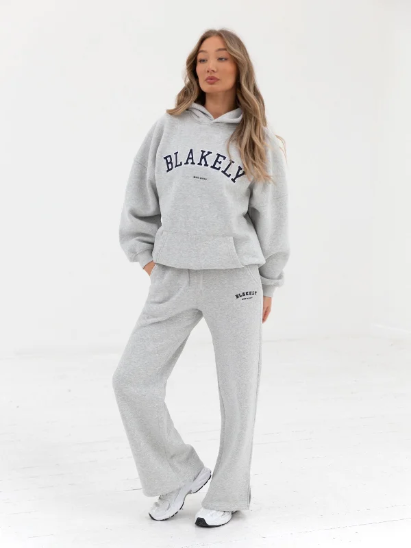 Varsity Wide Leg Sweatpants - Marl Grey