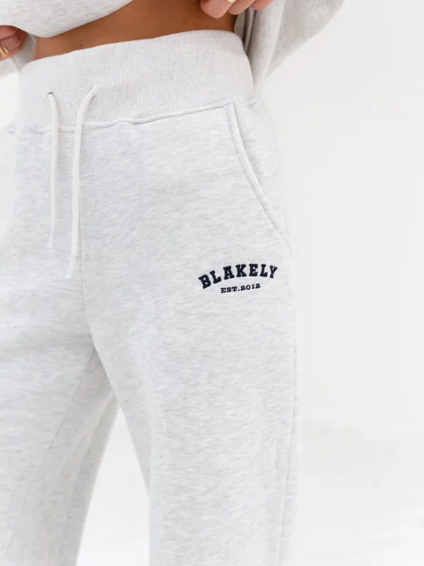 Varsity Wide Leg Sweatpants - Marl White