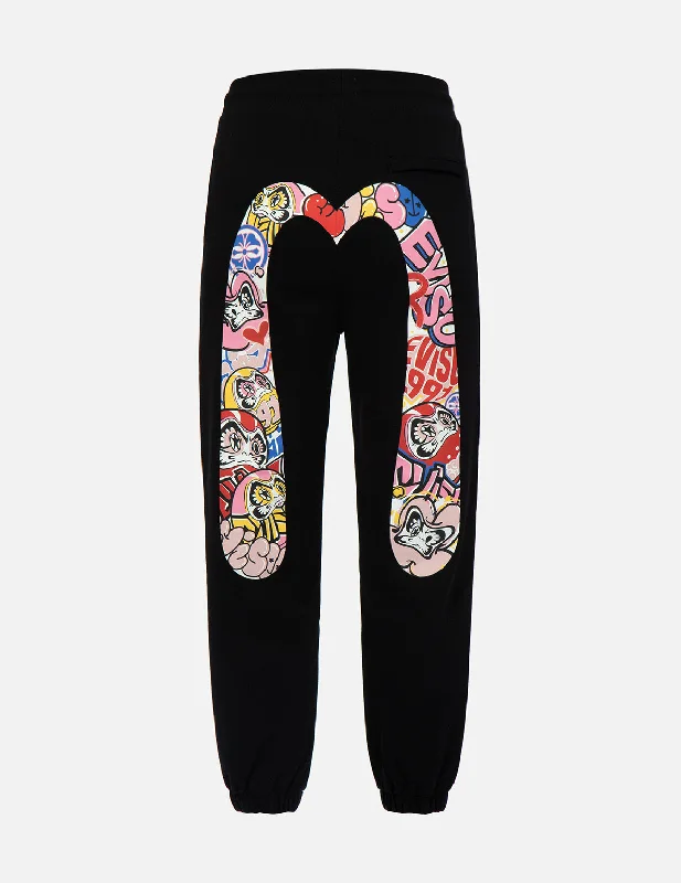 Graffiti Daruma Daicock Print Sweatpants