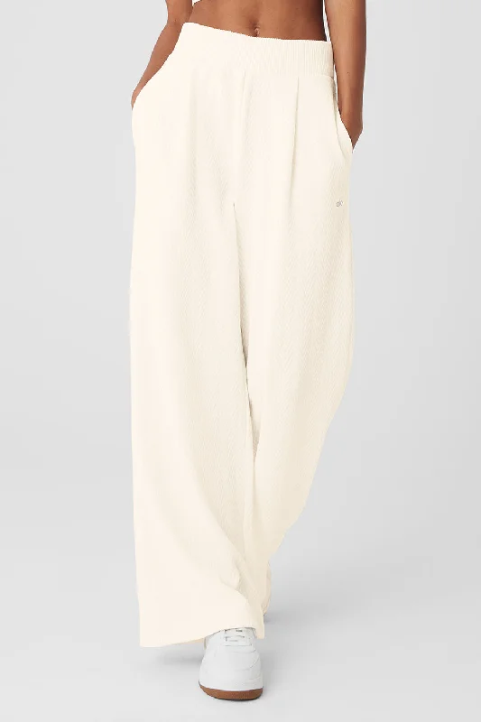 High-Waist Cozy Day Wide Leg Pant - Ivory