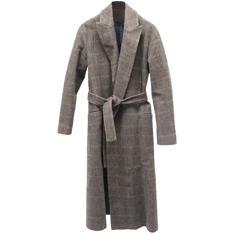 Boon the Shop Plaid Trench Coat in Brown Cashmere