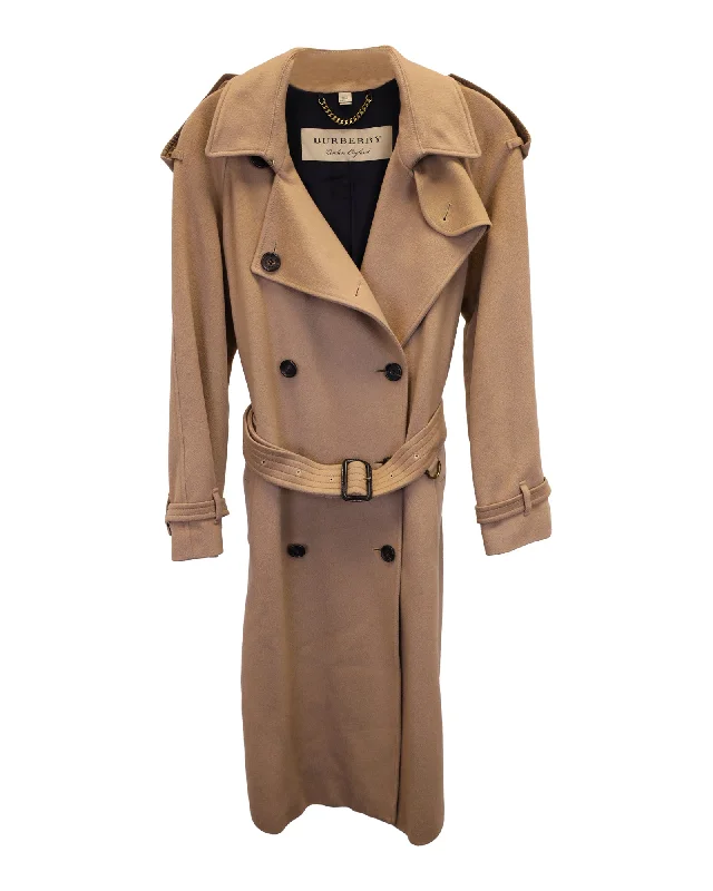 Burberry Double-Breasted Trench Coat in Beige Cupro