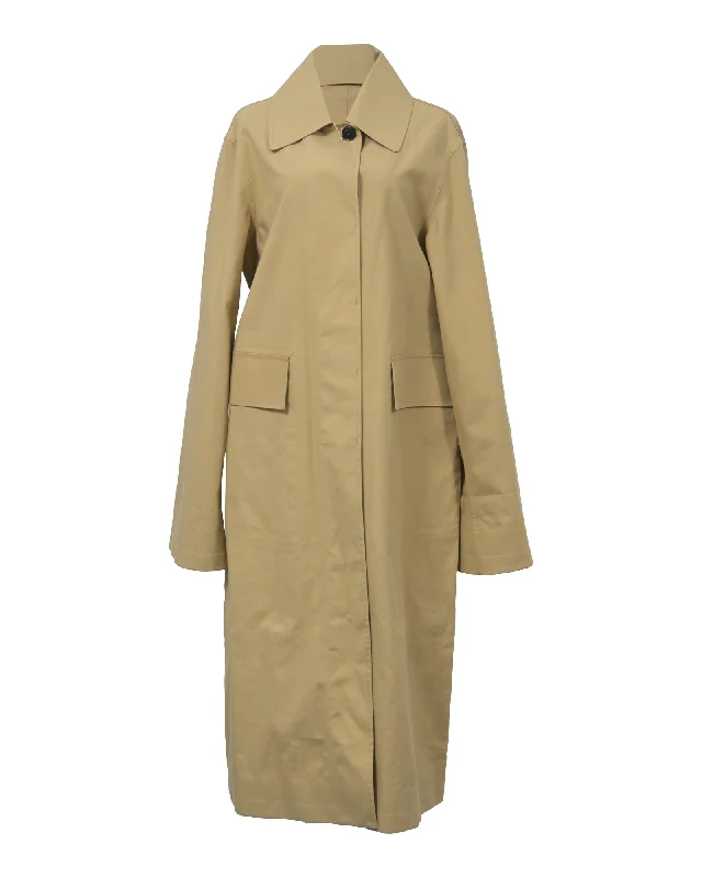 Burberry Oversized Long Trench Coat in Beige Cotton