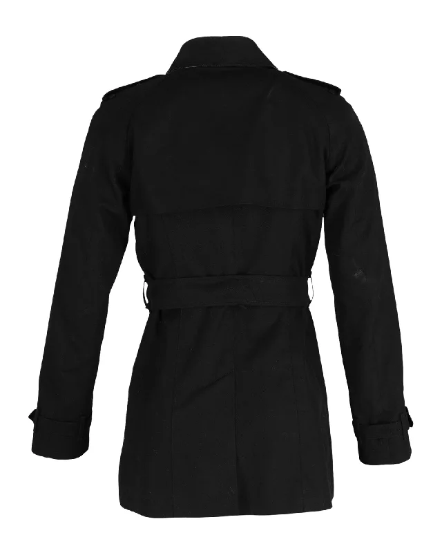 Burberry Short Chelsea Heritage Trench Coat in Black Polyester