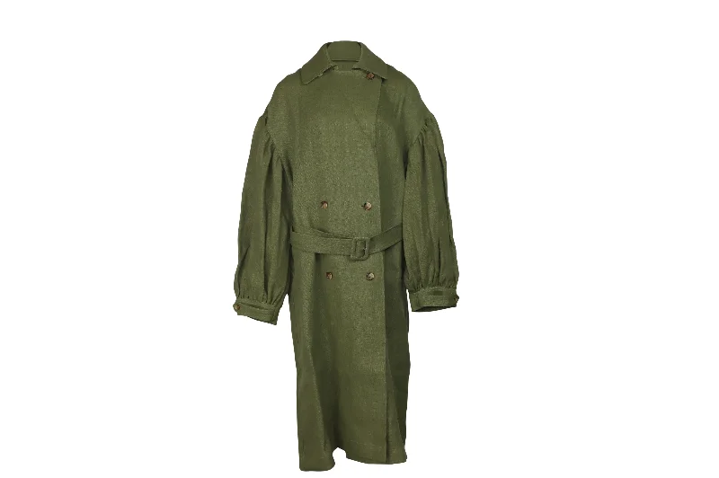 Loulou Studio Pukapuka Oversized Trench Coat in Olive Linen