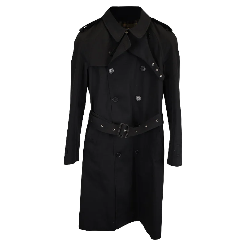 Saint Laurent Belted Trench Coat in Black Cotton