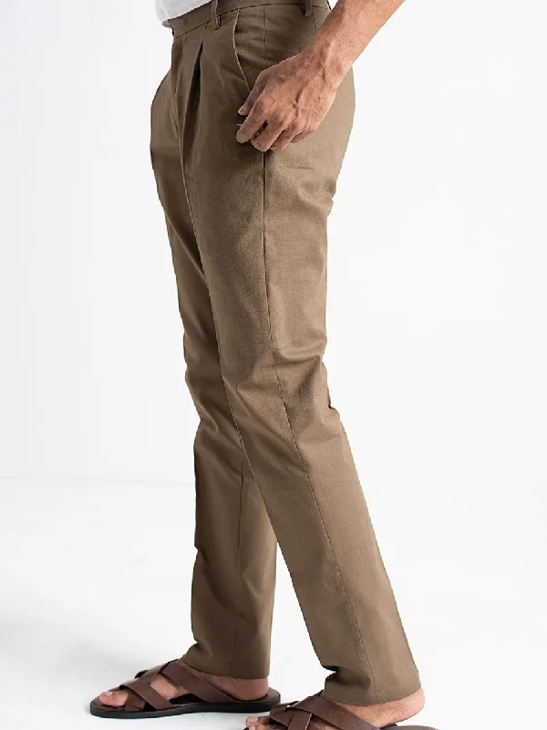 BROWN PLEATED PANTS