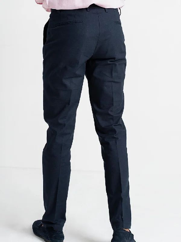 NAVY PLEATED PANTS