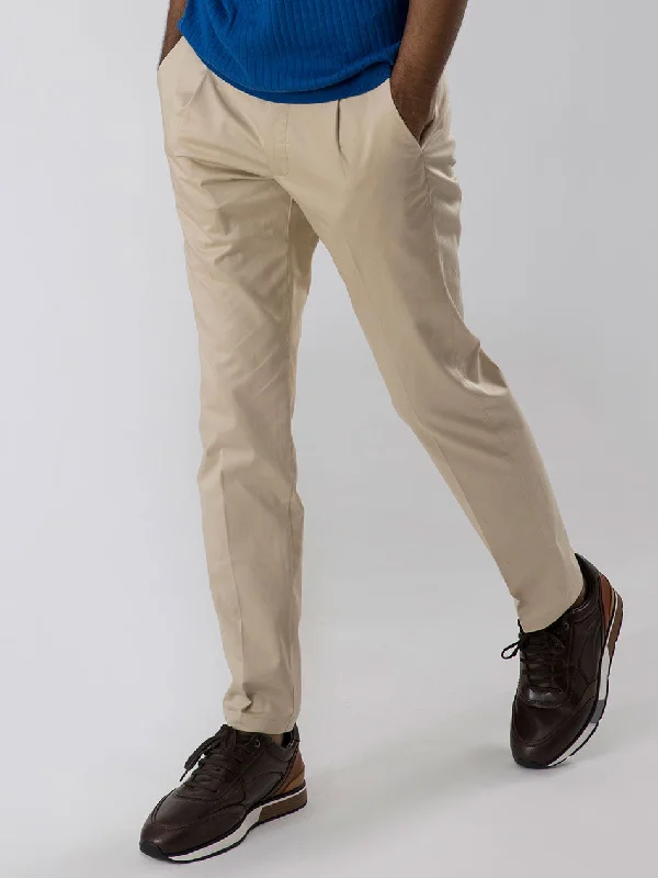 SOFT BEIGE PLEATED TROUSERS